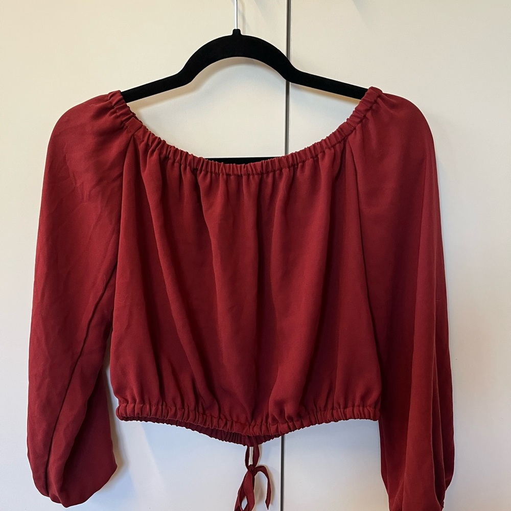 Wilfred Burgundy Off-Shoulder Blouse